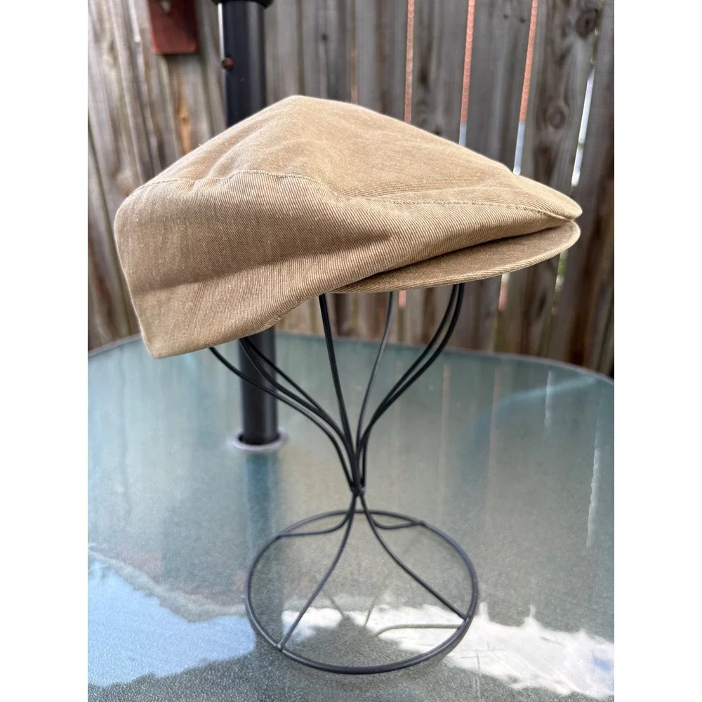Vintage 2pc Flat Cap Set Mens Large Union Made USA Olive Tan Driver Ivy Hats